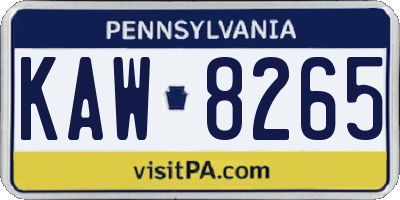 PA license plate KAW8265