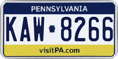 PA license plate KAW8266