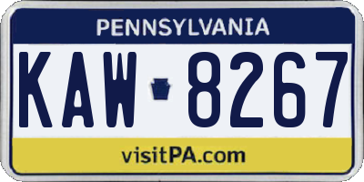 PA license plate KAW8267