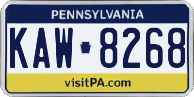 PA license plate KAW8268