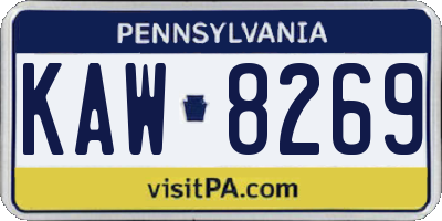 PA license plate KAW8269