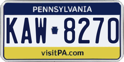 PA license plate KAW8270