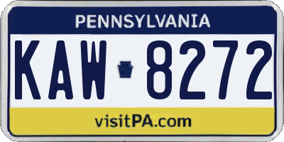 PA license plate KAW8272