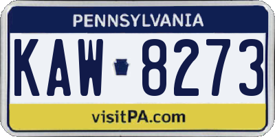 PA license plate KAW8273