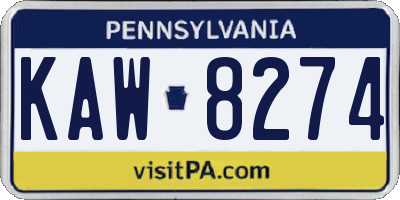 PA license plate KAW8274