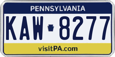 PA license plate KAW8277