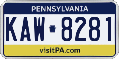 PA license plate KAW8281