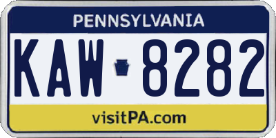 PA license plate KAW8282