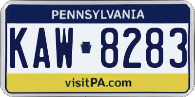 PA license plate KAW8283