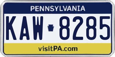 PA license plate KAW8285