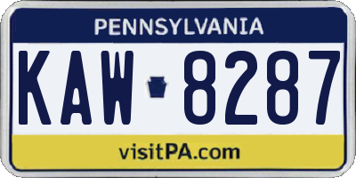 PA license plate KAW8287