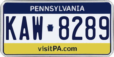 PA license plate KAW8289