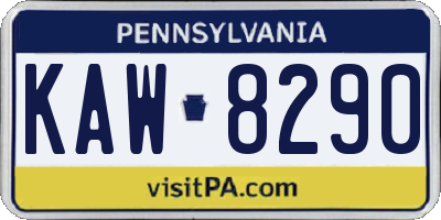 PA license plate KAW8290