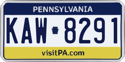 PA license plate KAW8291