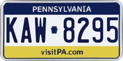 PA license plate KAW8295