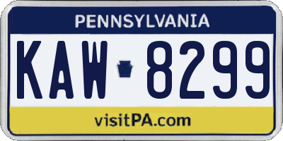 PA license plate KAW8299
