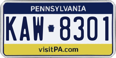 PA license plate KAW8301