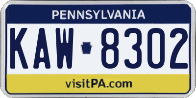 PA license plate KAW8302