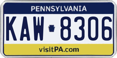 PA license plate KAW8306