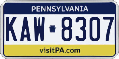 PA license plate KAW8307