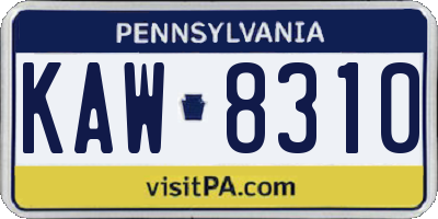 PA license plate KAW8310