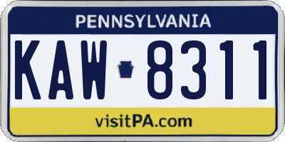 PA license plate KAW8311