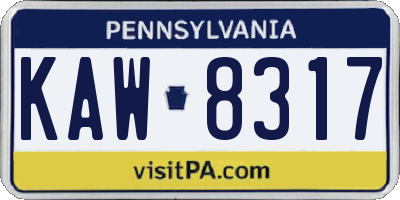PA license plate KAW8317