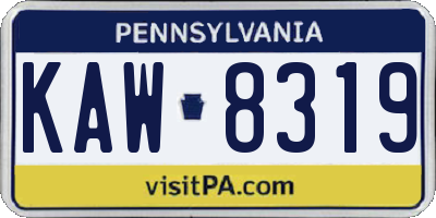 PA license plate KAW8319