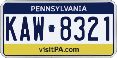 PA license plate KAW8321
