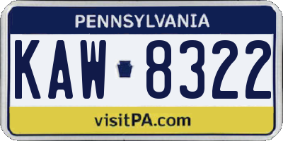 PA license plate KAW8322