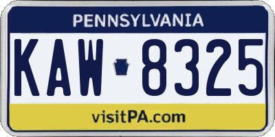 PA license plate KAW8325