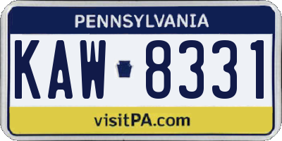 PA license plate KAW8331