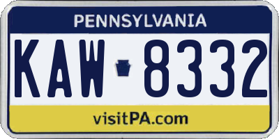 PA license plate KAW8332