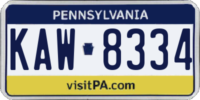 PA license plate KAW8334