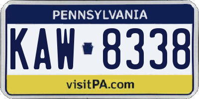 PA license plate KAW8338