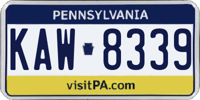 PA license plate KAW8339