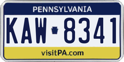 PA license plate KAW8341