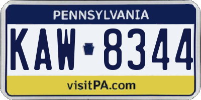 PA license plate KAW8344