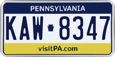 PA license plate KAW8347