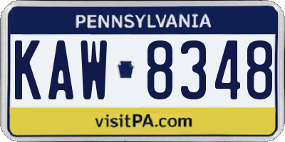 PA license plate KAW8348