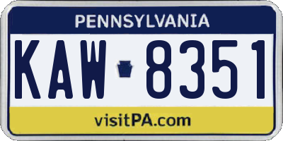 PA license plate KAW8351