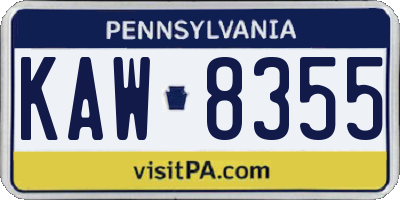 PA license plate KAW8355