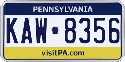 PA license plate KAW8356