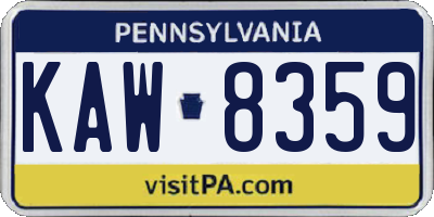 PA license plate KAW8359