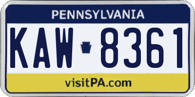 PA license plate KAW8361