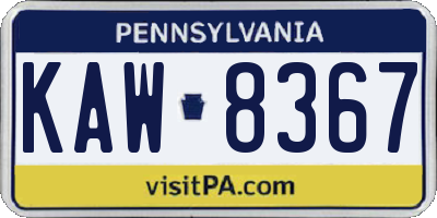 PA license plate KAW8367