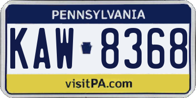 PA license plate KAW8368