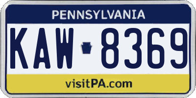PA license plate KAW8369