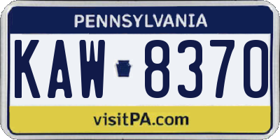 PA license plate KAW8370