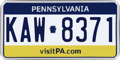 PA license plate KAW8371